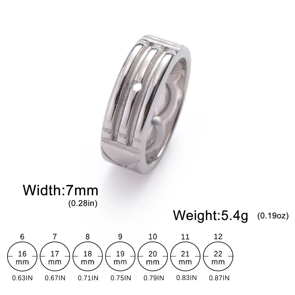 Atlantis Stainless Steel Amulet Ring – Wide Minimalist Fashion Band for Men & Women