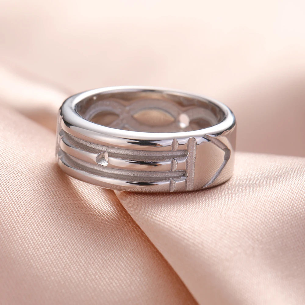 Atlantis Stainless Steel Amulet Ring – Wide Minimalist Fashion Band for Men & Women