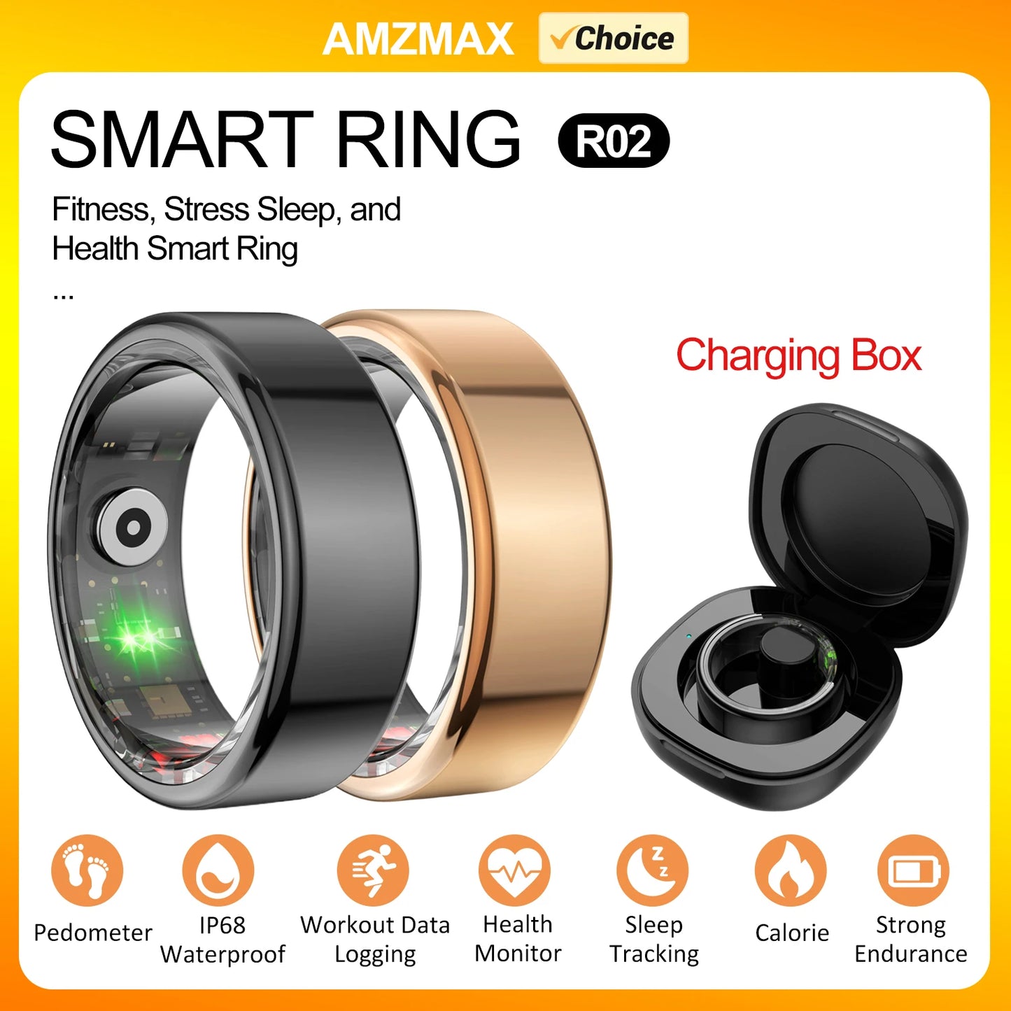 Smart Ring Fitness Tracker – Multi Sports Modes Pedometer Health Monitor Waterproof Military Grade