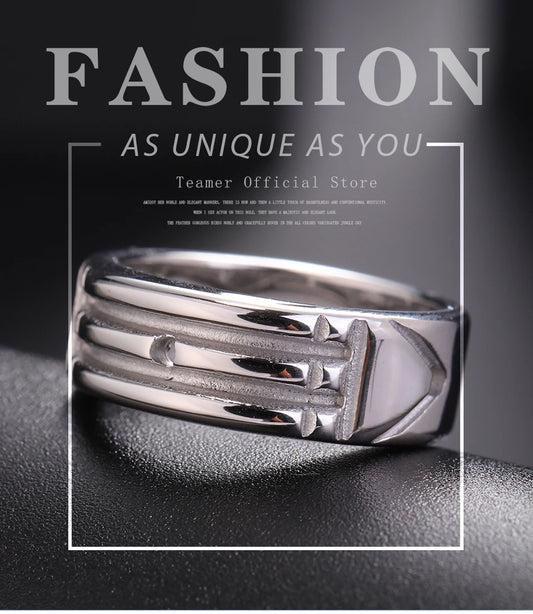 Atlantis Stainless Steel Amulet Ring – Wide Minimalist Fashion Band for Men & Women