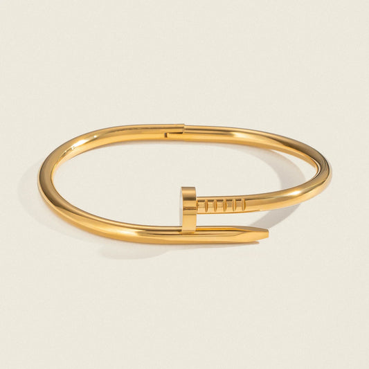 Vintage Minimalist Stainless Steel Nail Bangle  – Waterproof Charm Jewelry