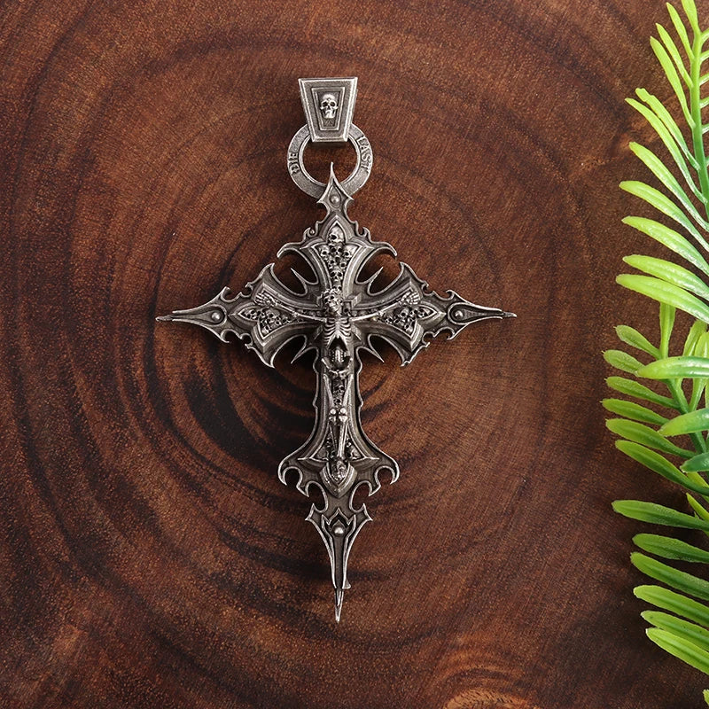 Front View of Punk Religious Amulet Necklace, Men’s Jewelry